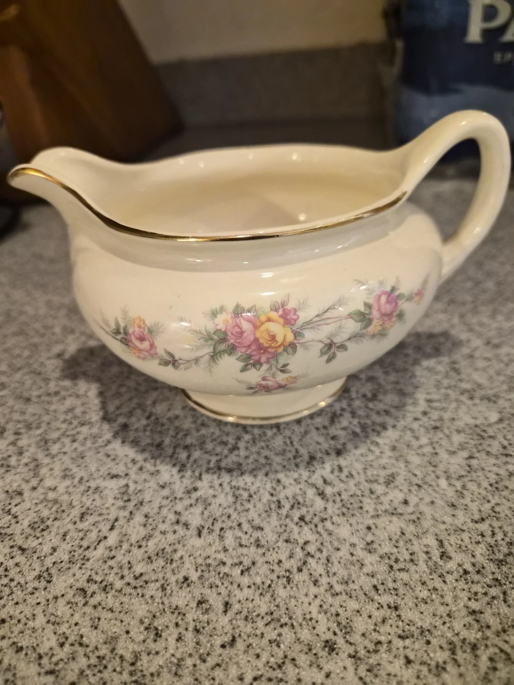 Vintage 1948 Homer Laughlin Eggshell Nautilus Floral Creamer Gold Trim